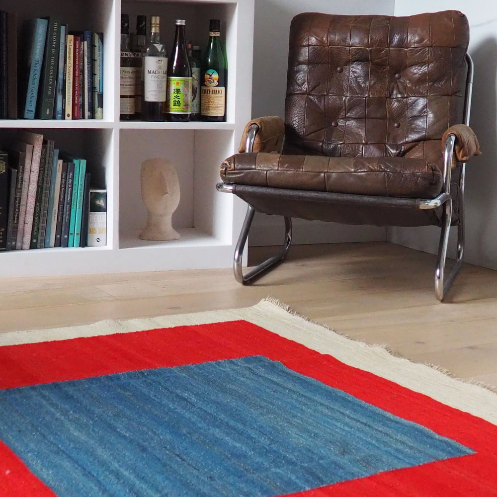 Squares Flatweave Rug - Pomegranate