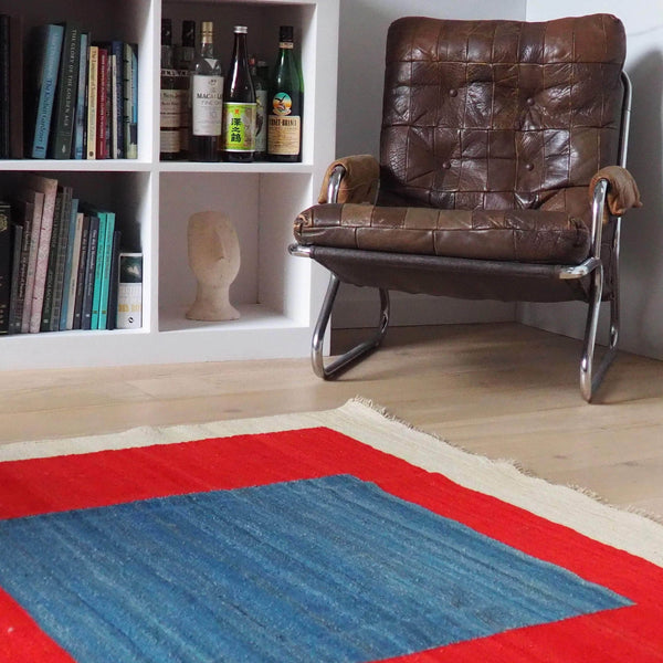 Squares Flatweave Rug - Pomegranate