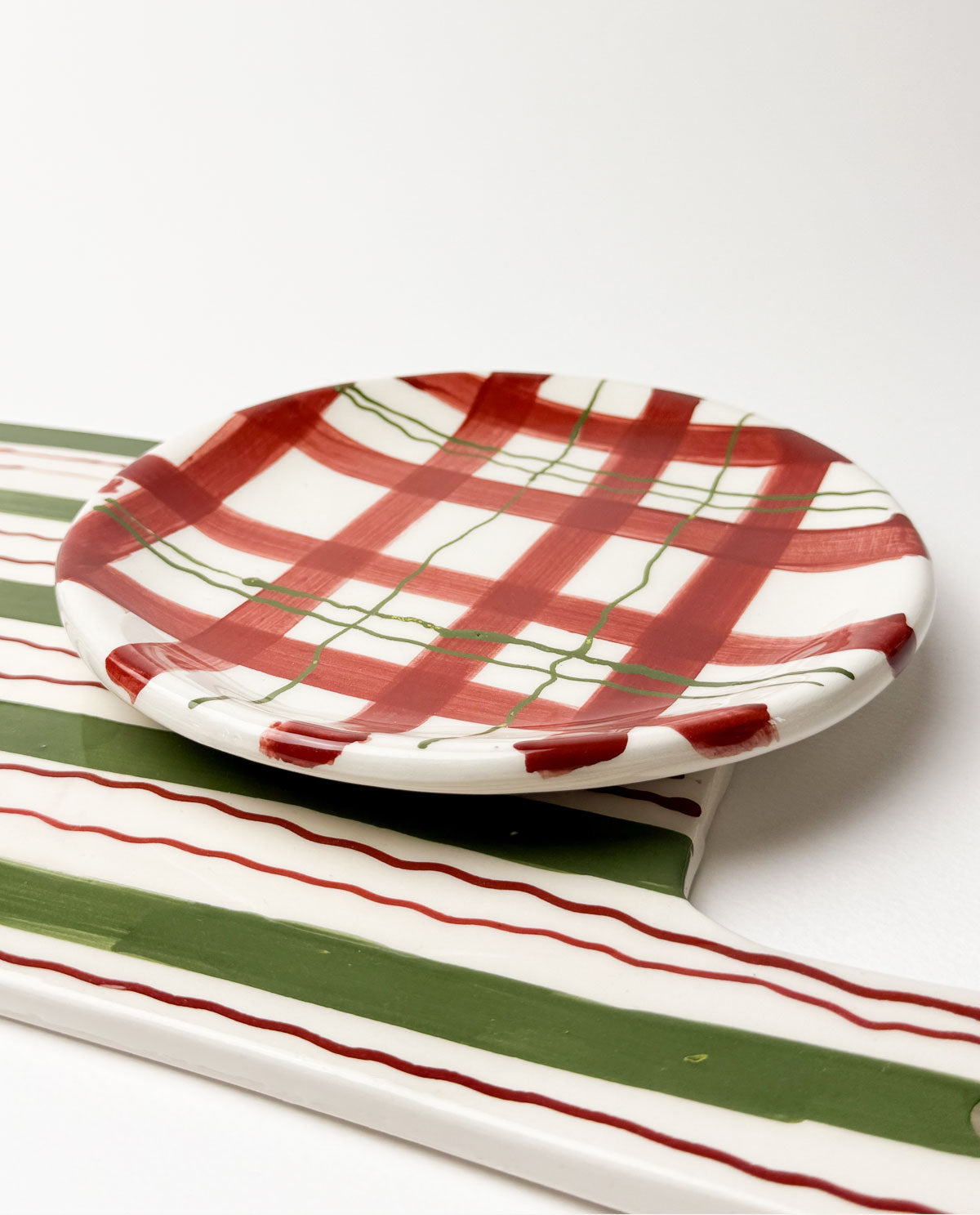 Festive Ceramic Plaid Side Plate