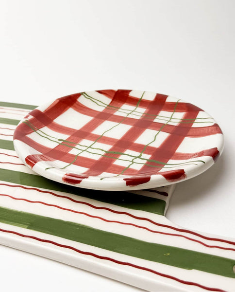 Festive Ceramic Plaid Side Plate