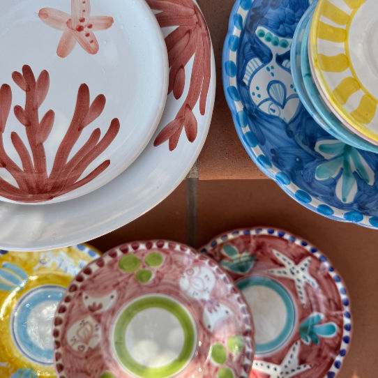 Amalfi Plate 25cm Blue Ostriches