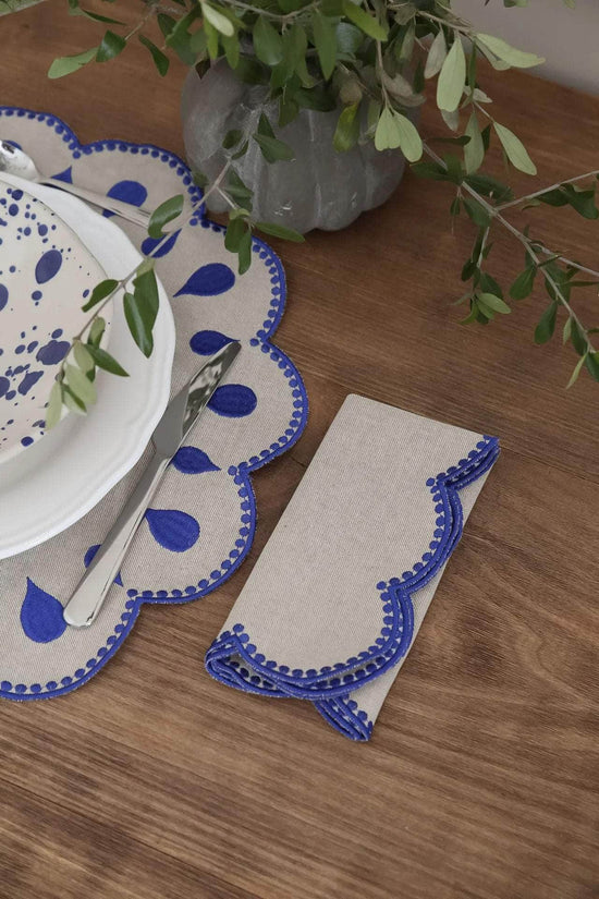 Gotas Napkin, Beige with Blue