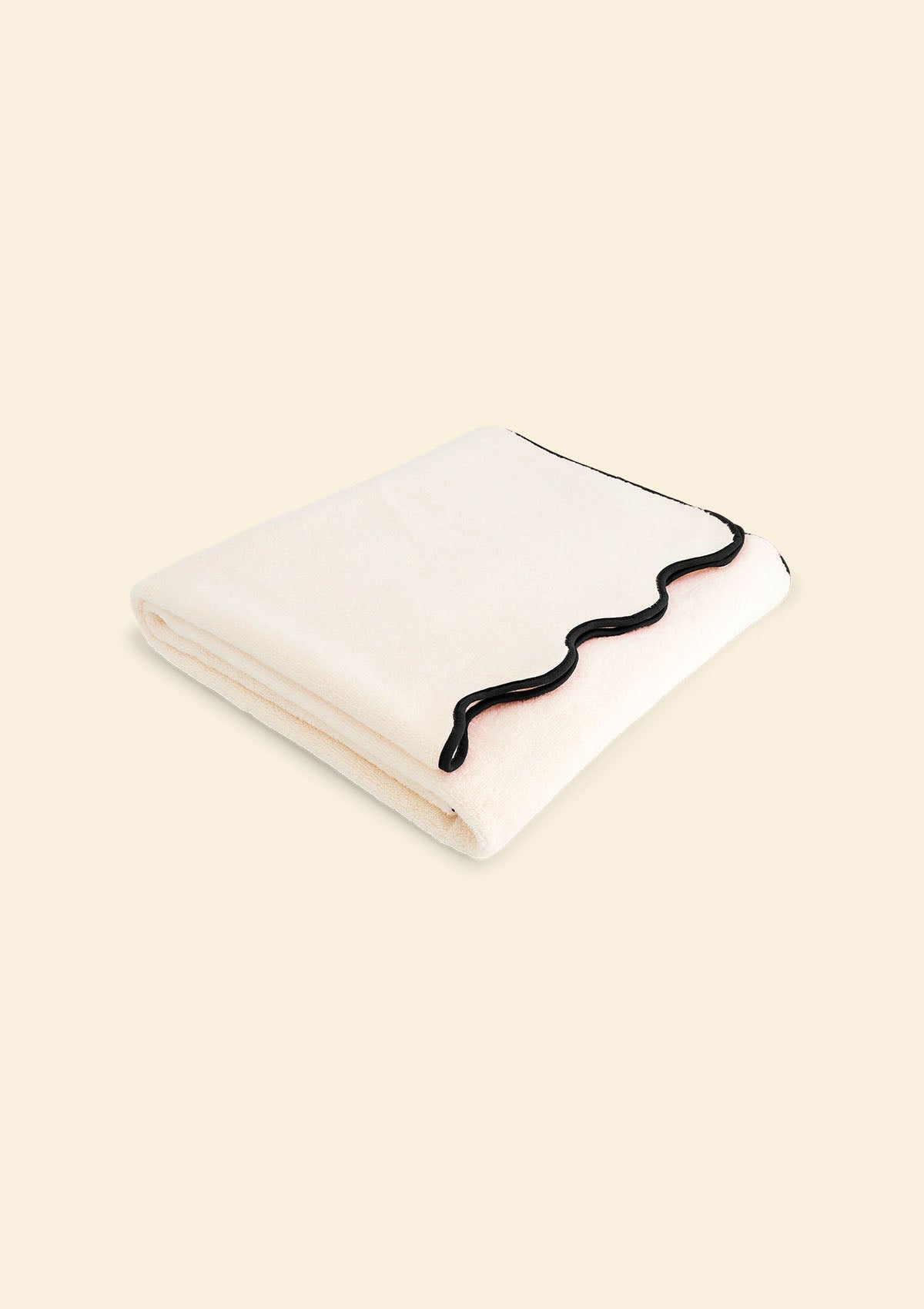 Ivory & Black Cotton Wavy Bath Sheet