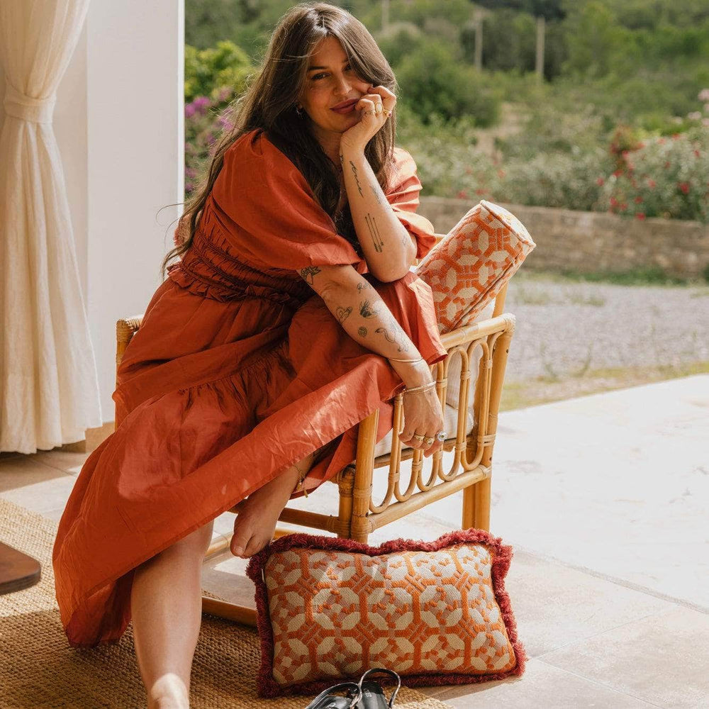 Cushion Coco Burnt Orange & Rose