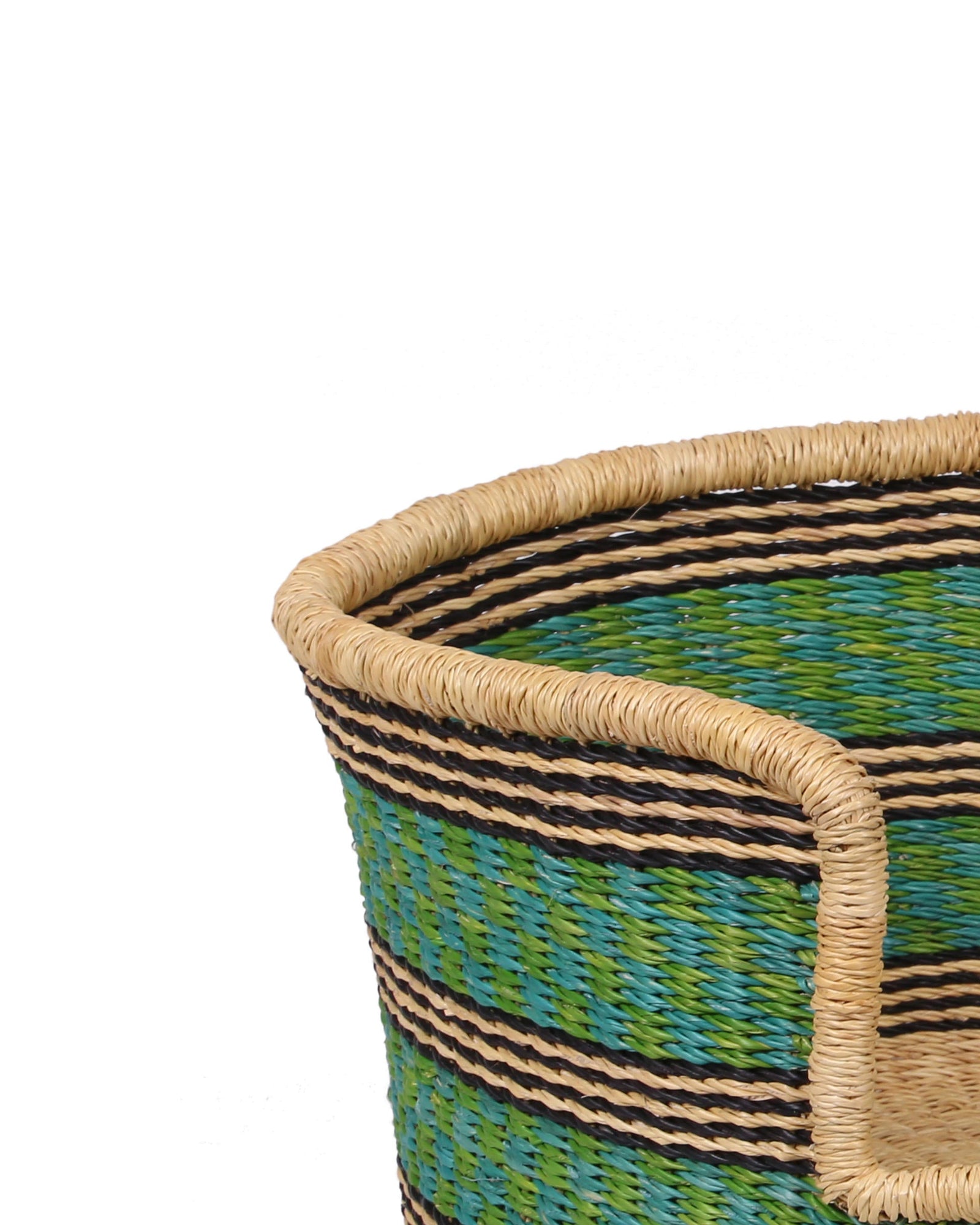 KWESI: Blue, Green and Black Dog Basket - Medium