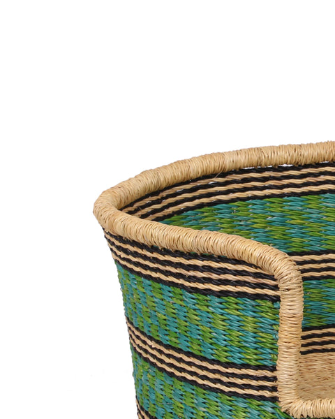 KWESI: Blue, Green and Black Dog Basket - Medium