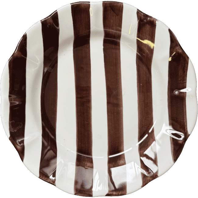 Chocolate Brown Striped Plate - 25 cm