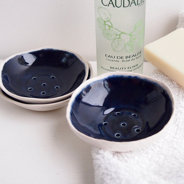 Handmade Royal Blue Ceramic Soap Dish