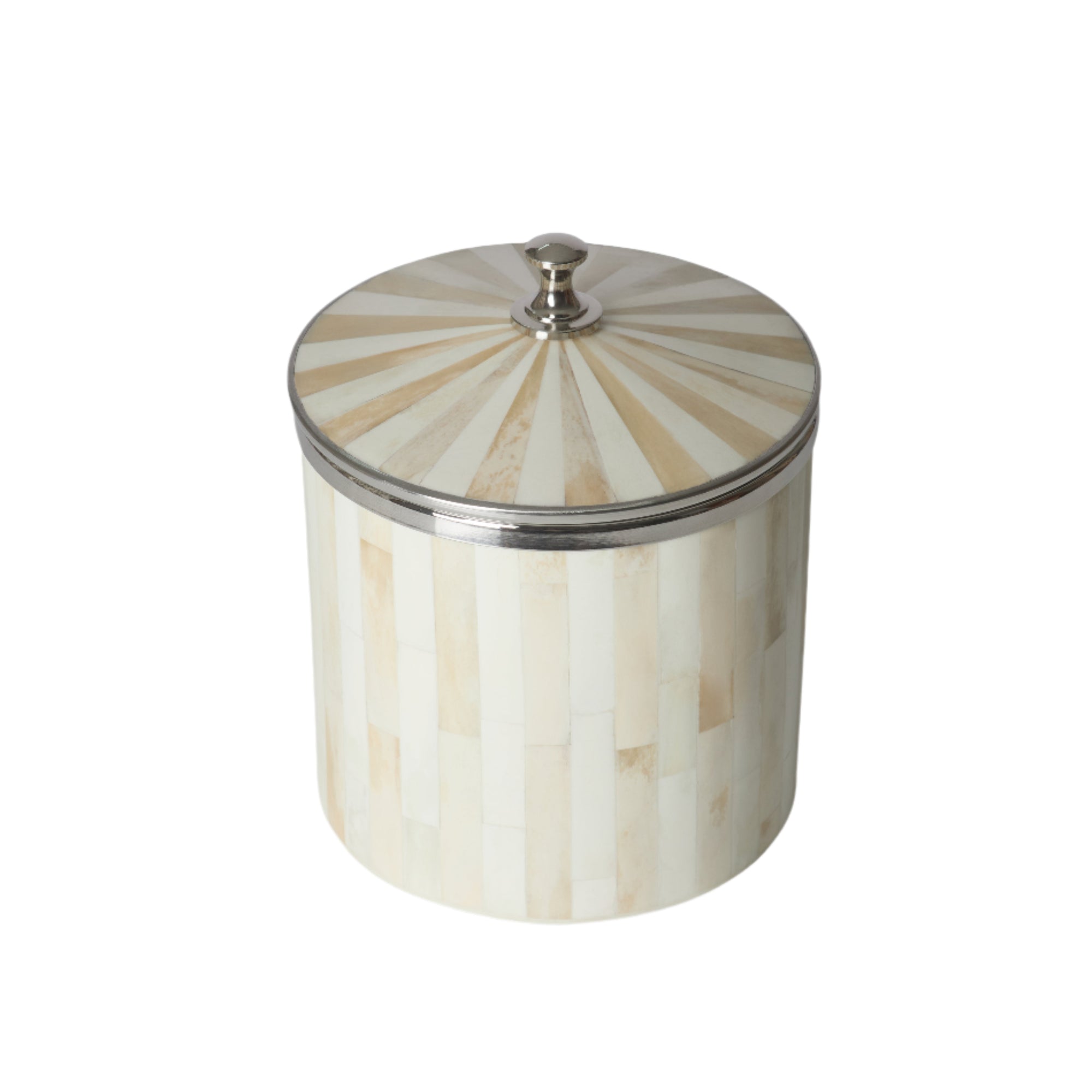 Bone Inlay Ice Bucket | Beige & White | Striped