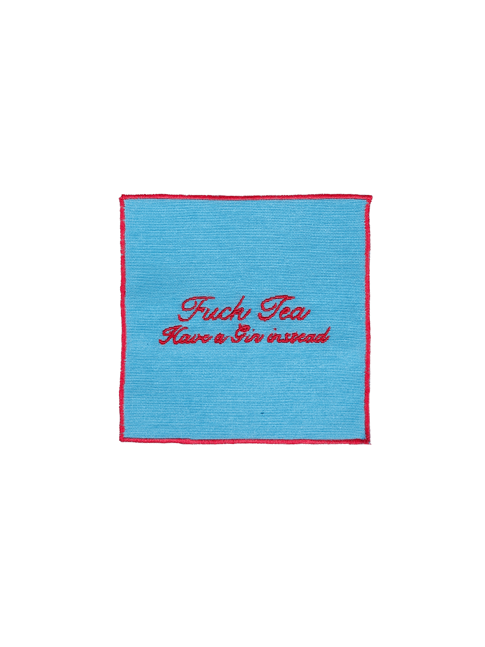 Set of 4 Cocktail Napkins - Light Blue and Red