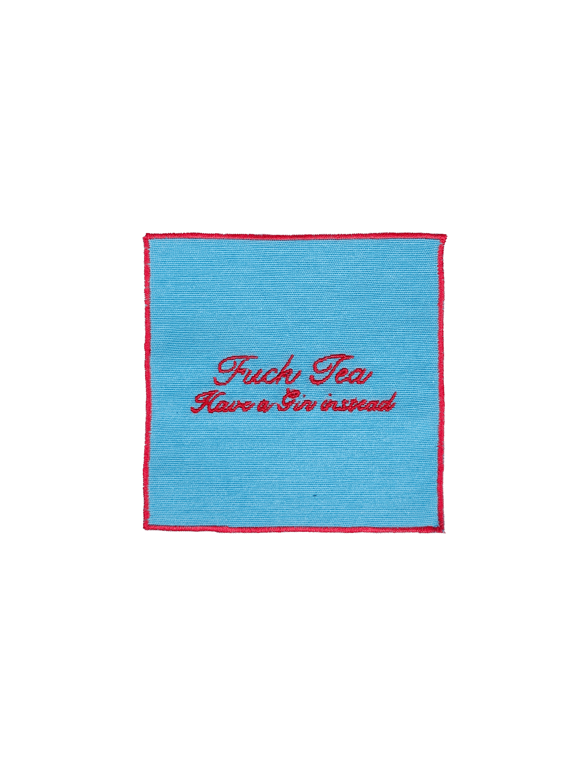 Set of 4 Cocktail Napkins - Light Blue and Red