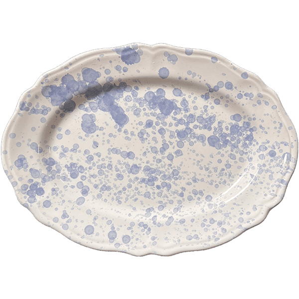 Sky Blue Dotted Oval Platter - 32 cm