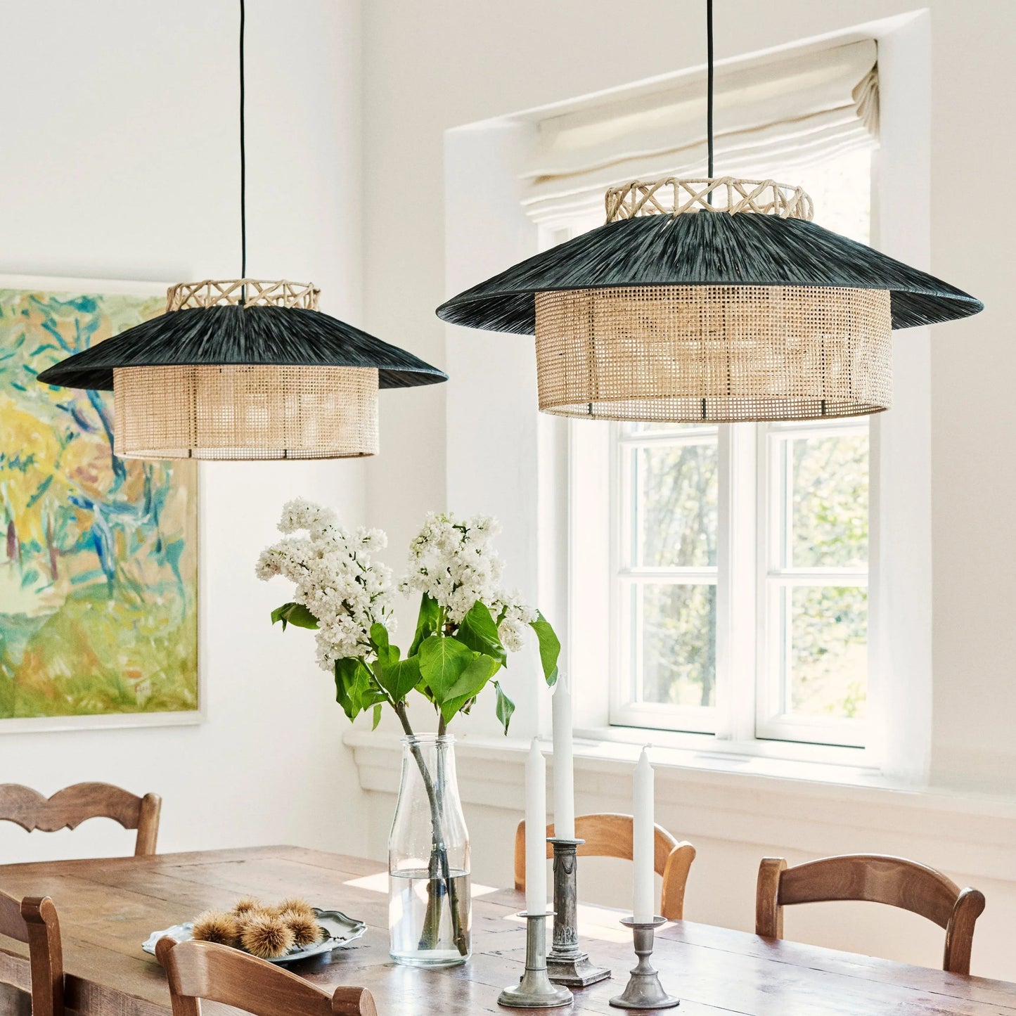 Kyoto Ceiling Lamp - Black & Nature