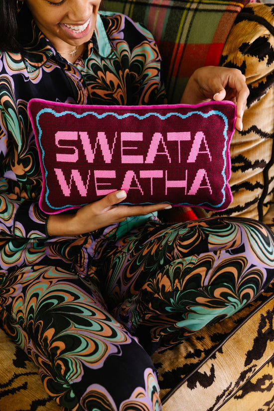 Sweata Weatha Needlepoint Pillow