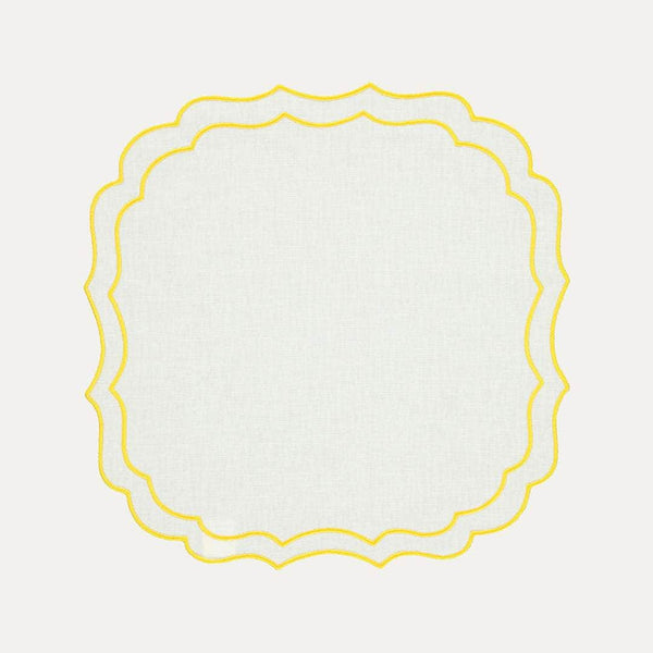 Greta Placemat, White with Yellow - Anti-Stain