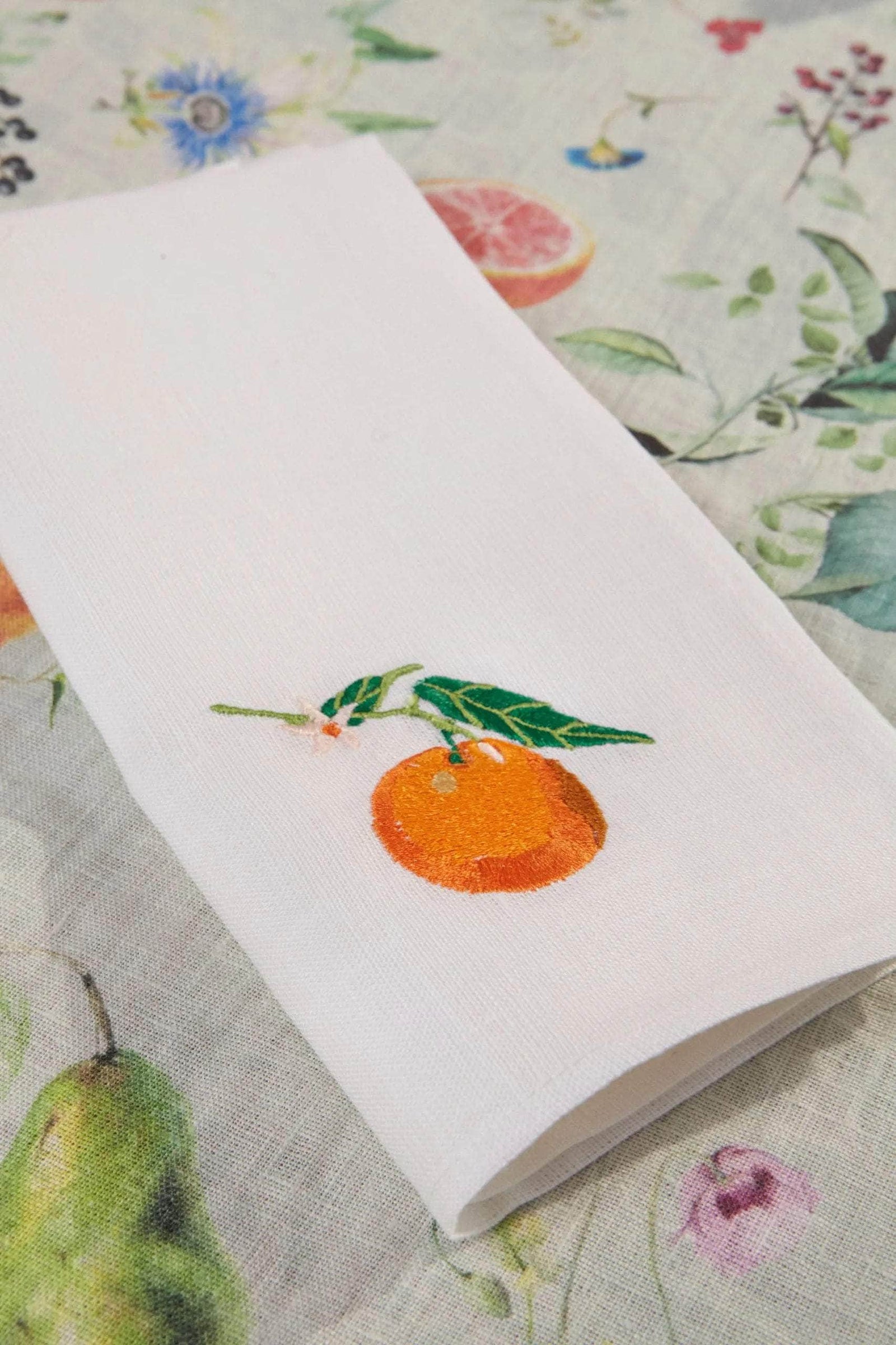 Persephone Embroidered Linen Napkin