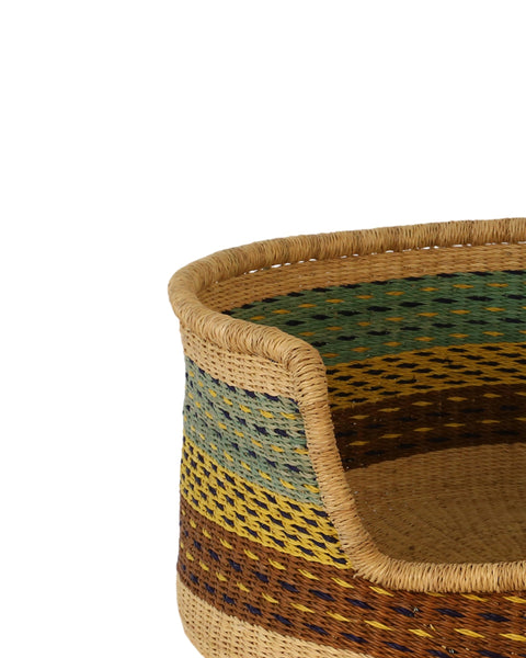 KUNTU: Blue, Brown and Yellow Dog Basket - Large