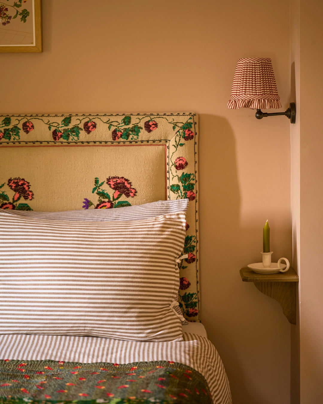 The Fine Horizontal Stripe in Crabapple Wall Light Lampshade