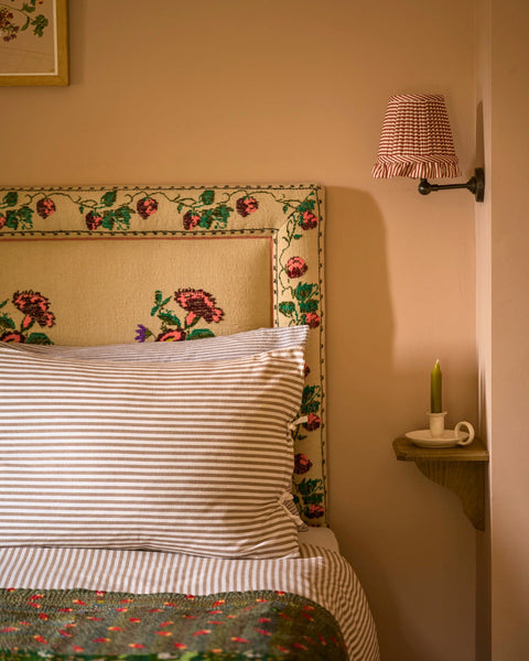 The Fine Horizontal Stripe in Crabapple Wall Light Lampshade