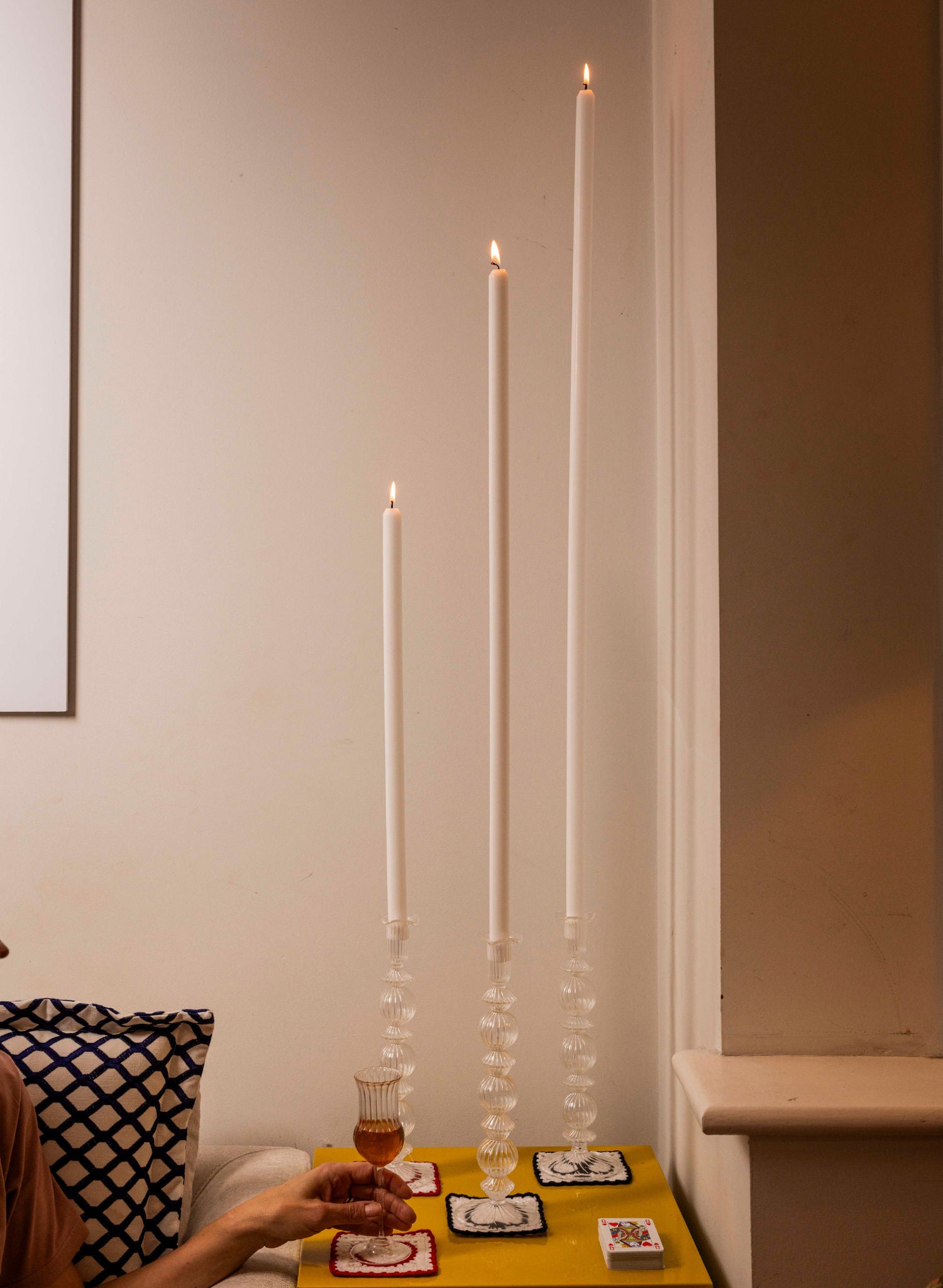 White Tapered METRE Candle Pair