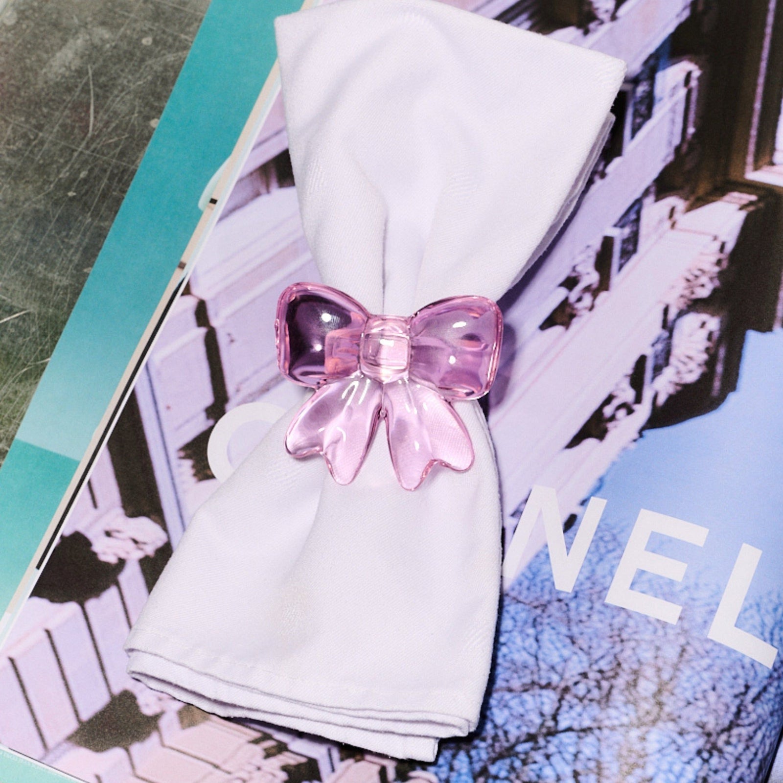 Bow Napkin Ring Pink Set of Four