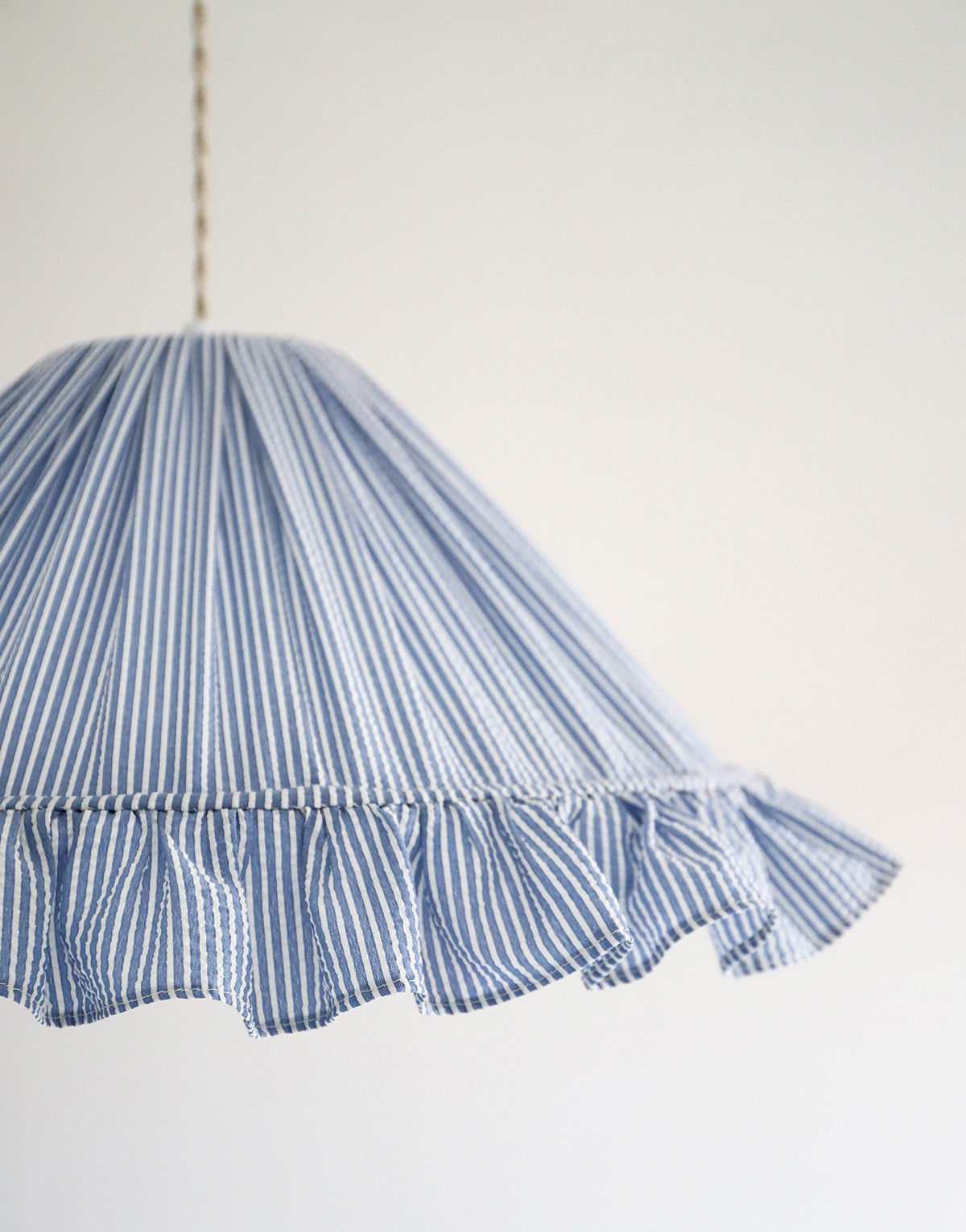Emilia "Marina" Conical Pendant Light with Fine Stripes and Ruffles