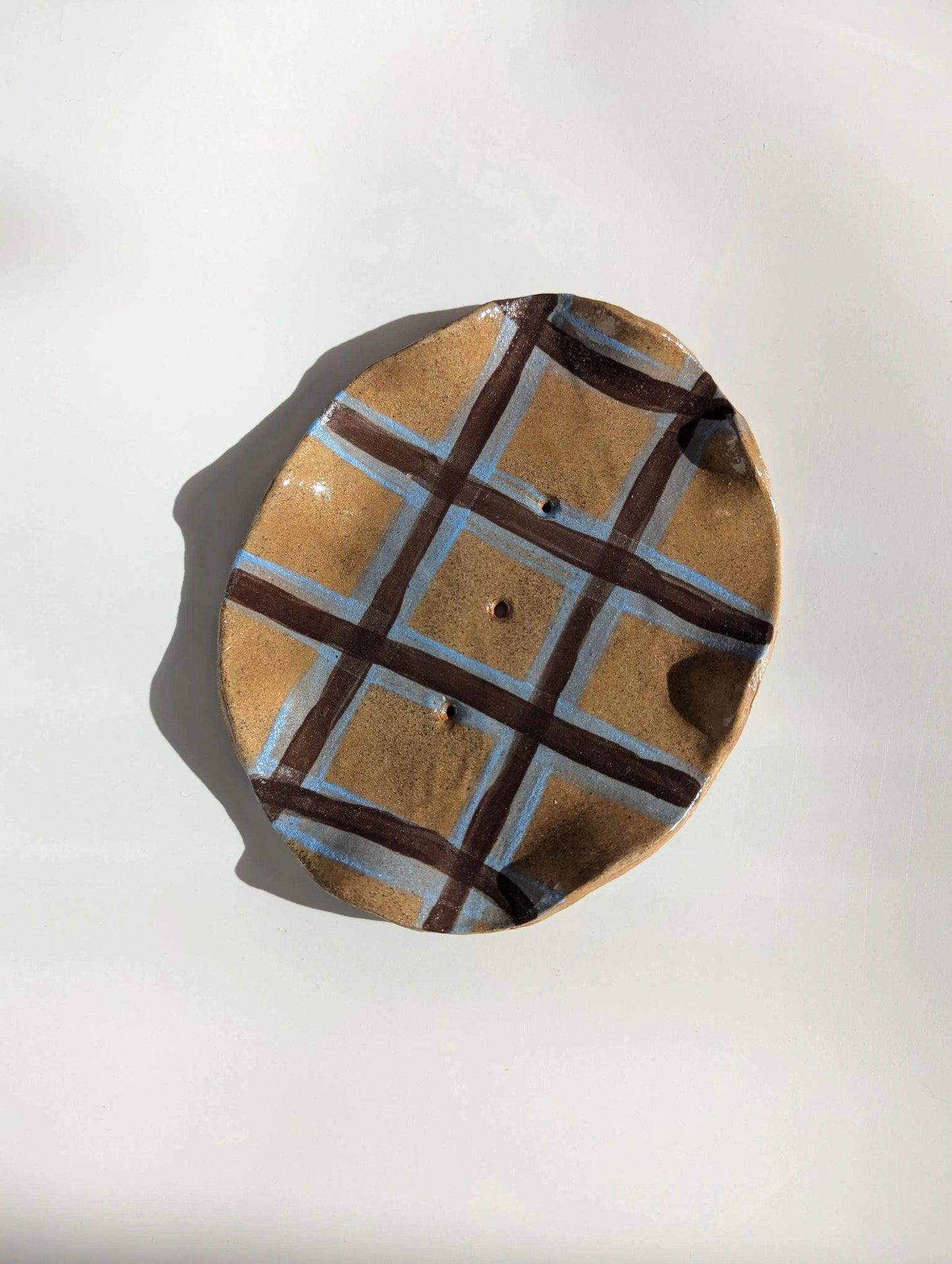 Gingham Stripe Wavy Soap Dish