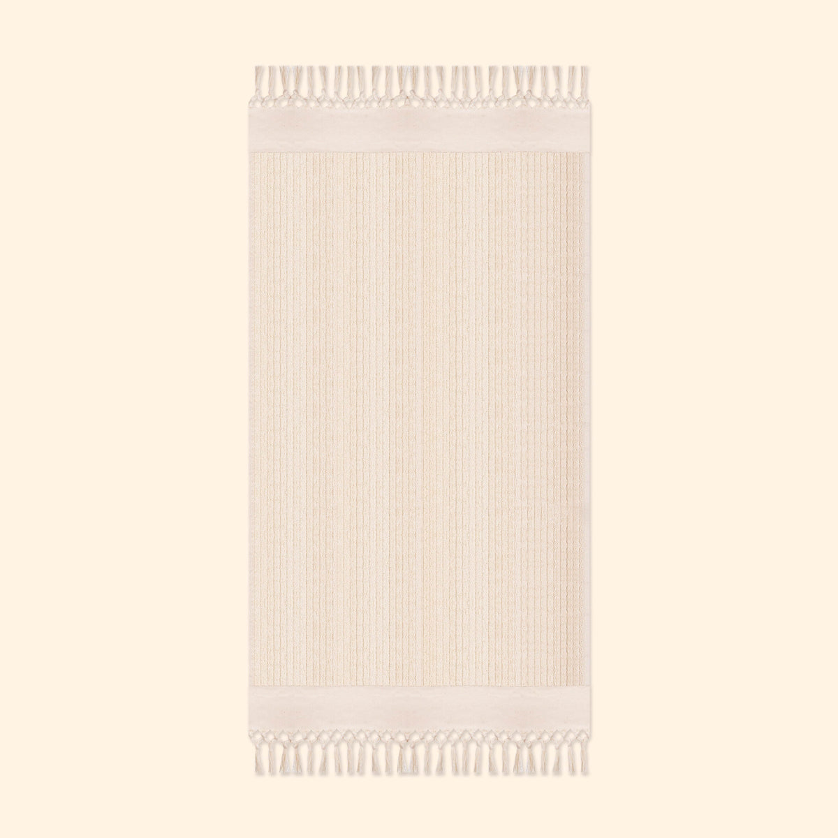 Plush & Bare Striped Pure Cotton King Bath Towel In Cream