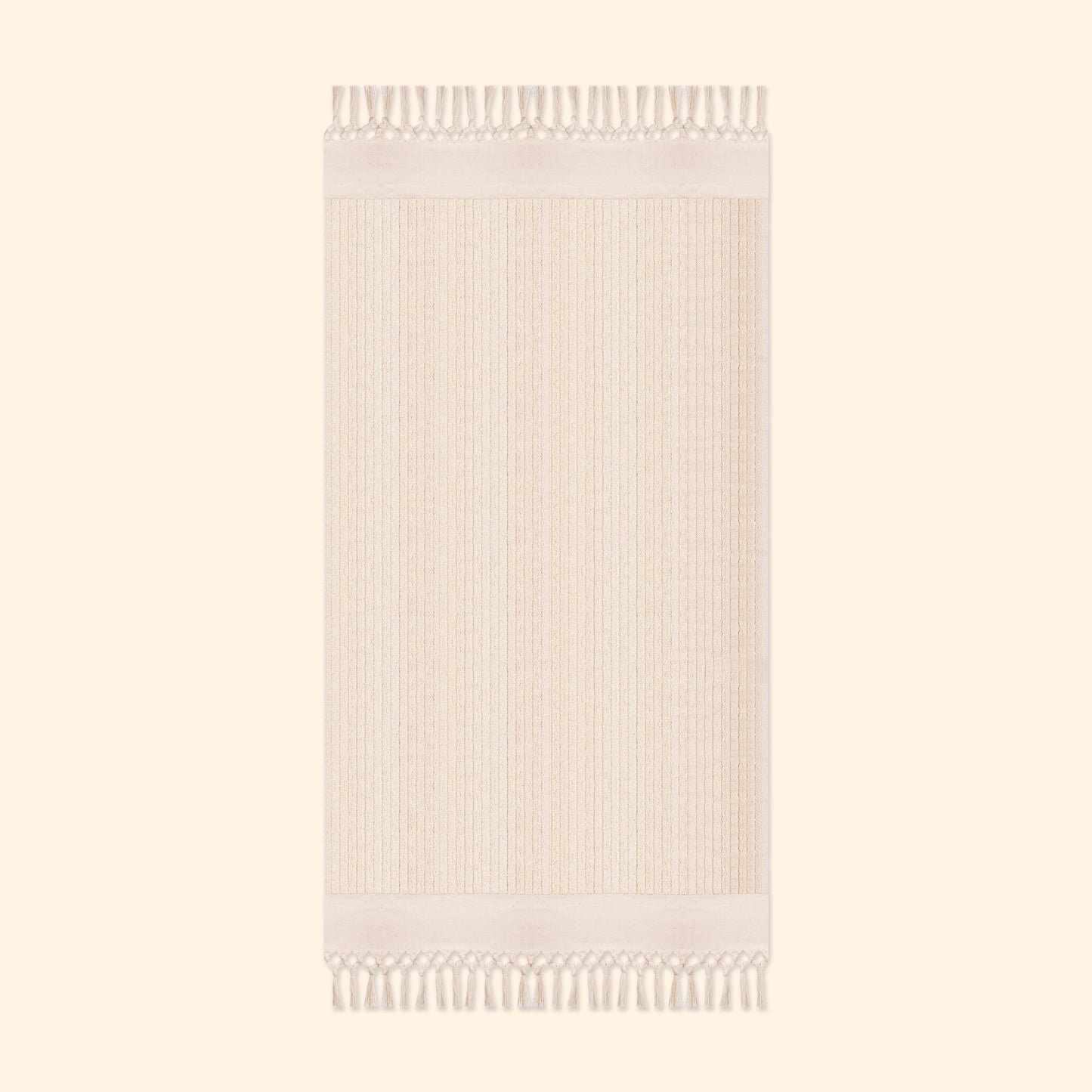 Plush & Bare Striped Pure Cotton King Bath Towel In Cream