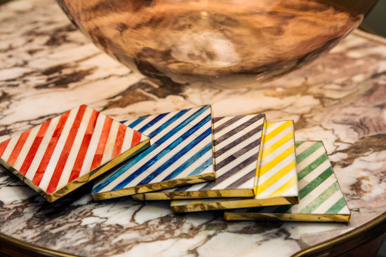 Coasters | Inlay Striped | Multi Coloured