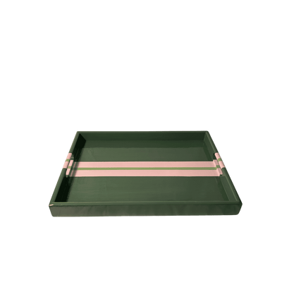 Green & Pink Striped Coffee Table Tray