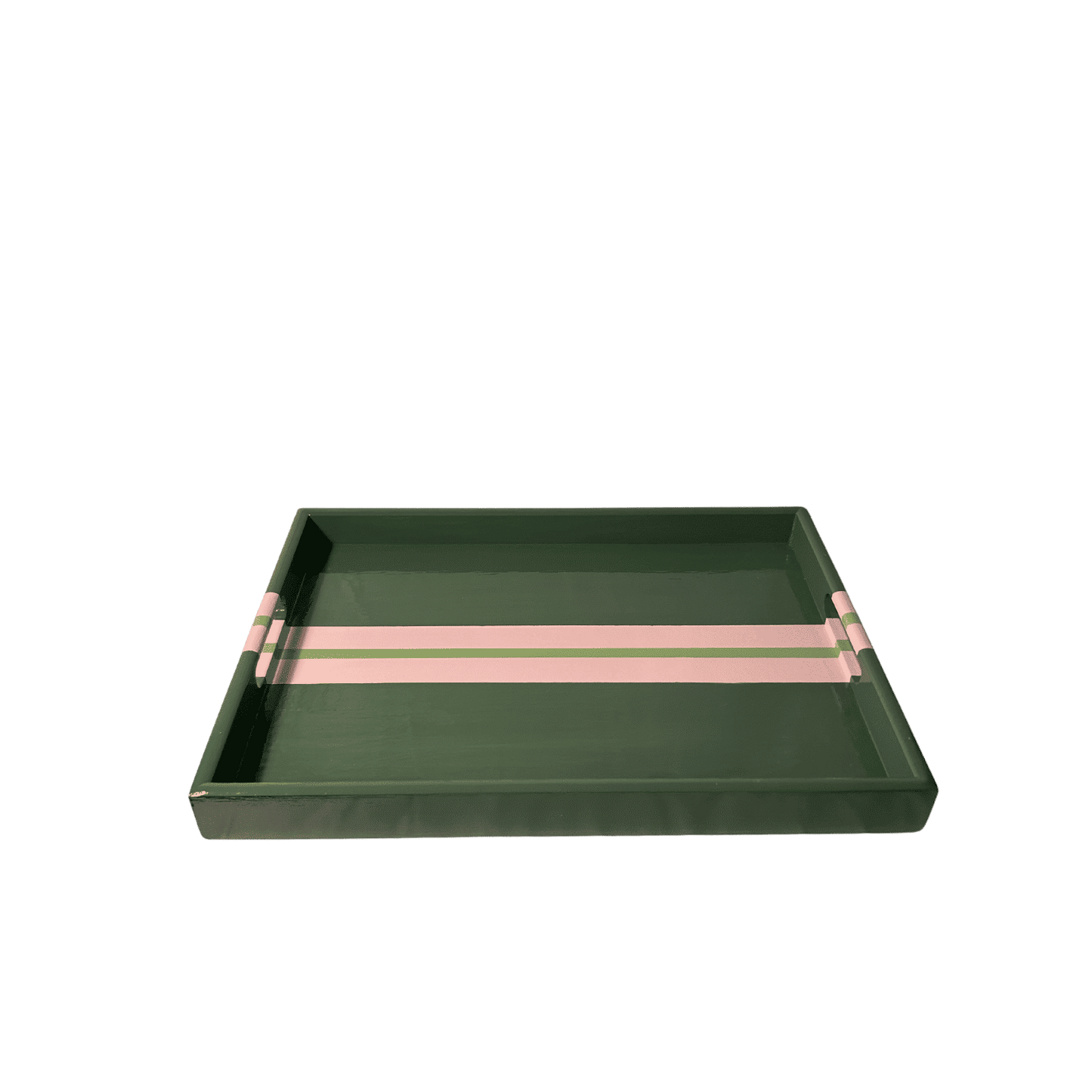 Green & Pink Striped Coffee Table Tray