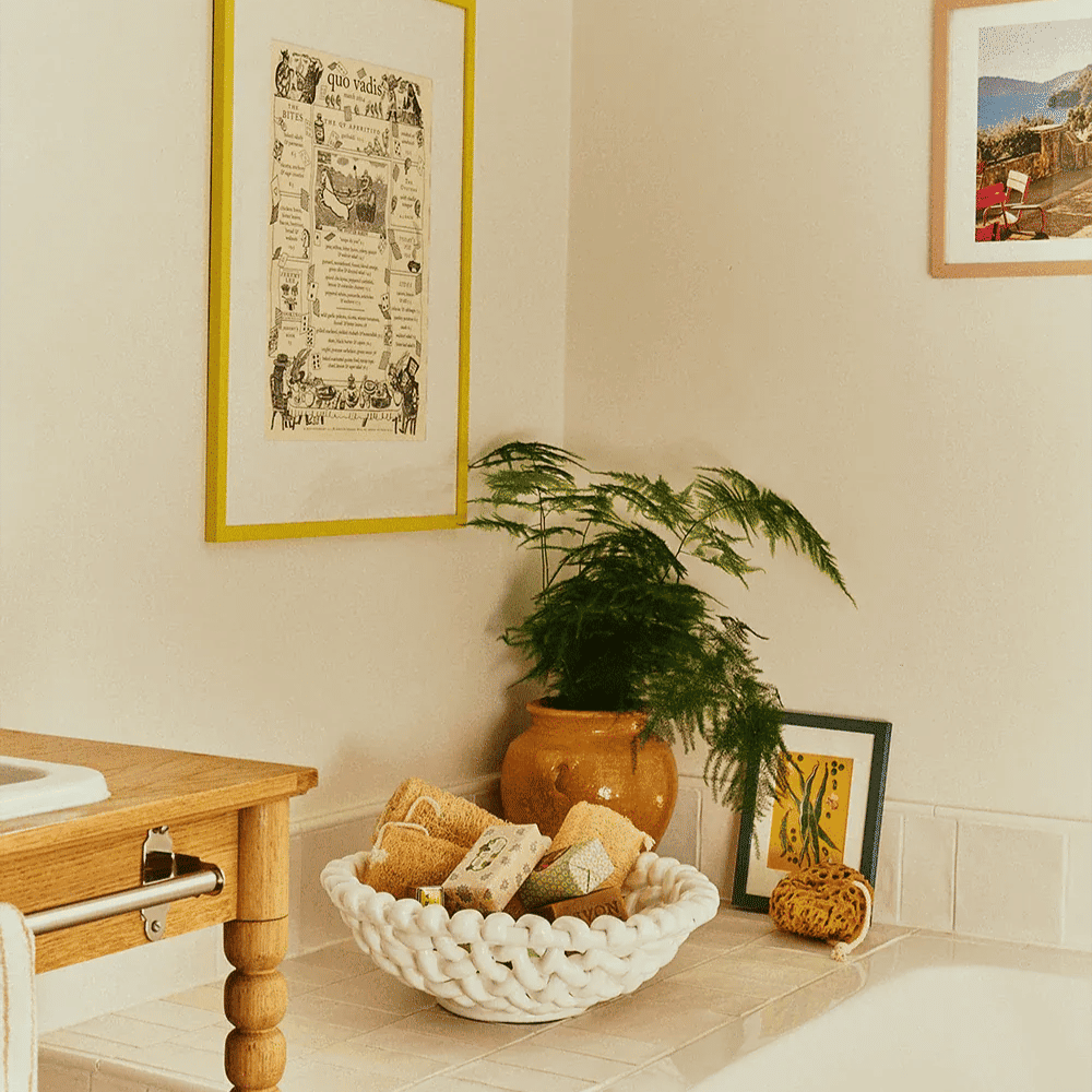 Large White Basketweave Bowl