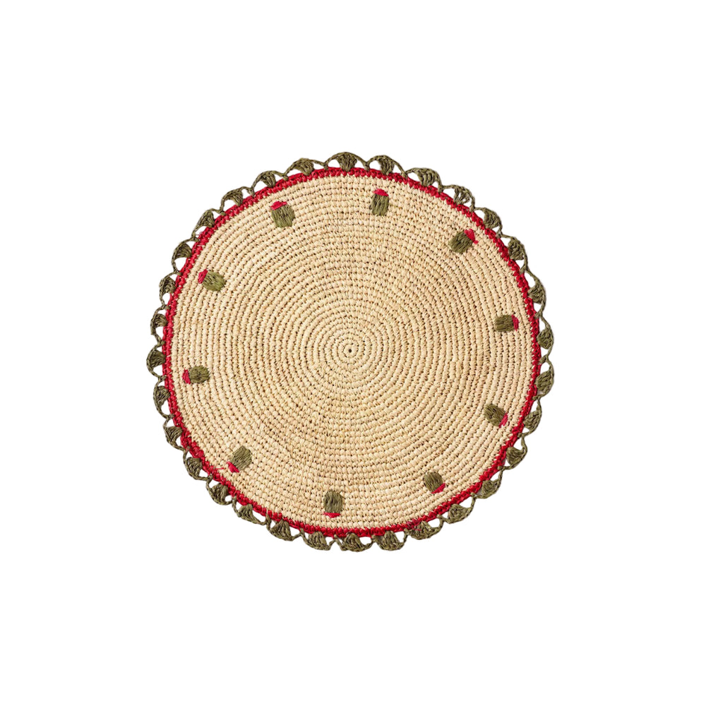 Handwoven Olive Embroidered Placemat