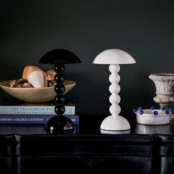 Black Lacquer Rechargeable Bobbin LED Lamp