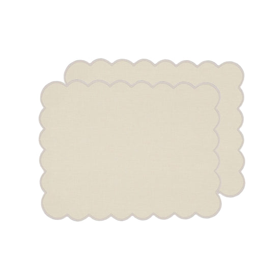 Zero-Waste Scalloped Linen Placemats Vanilla - Set of 2
