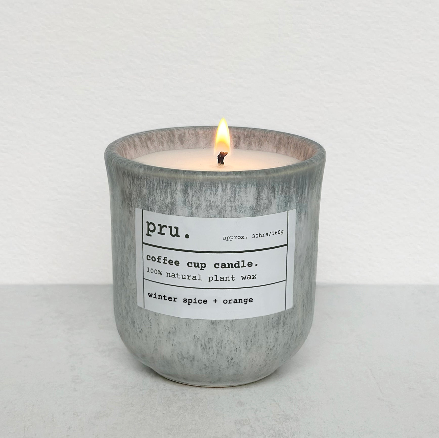 Grey Coffee Cup Candle - Winter Spice + Orange