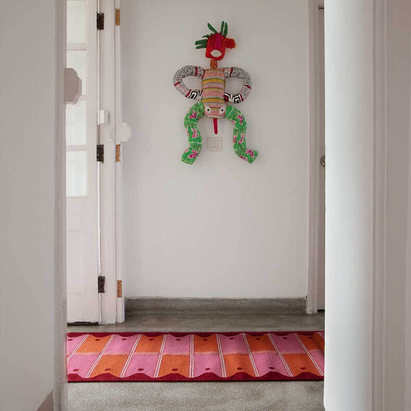 Ladder Flatweave Runner Rug - Pink and Orange