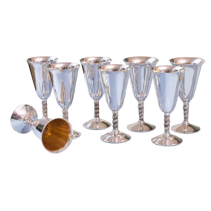 Set of 8 Vintage Silver Plated Goblets