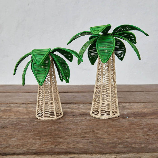 Green Iraca Palm Tree Candleholder L
