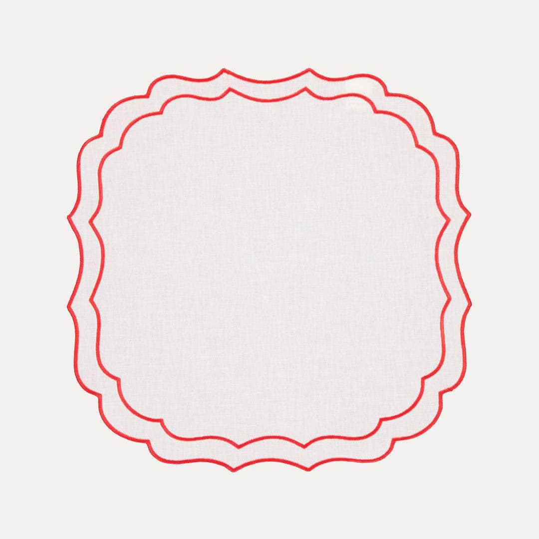 Greta Placemat, White with Orange – Anti-Stain