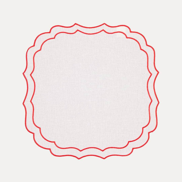 Greta Placemat, White with Orange – Anti-Stain