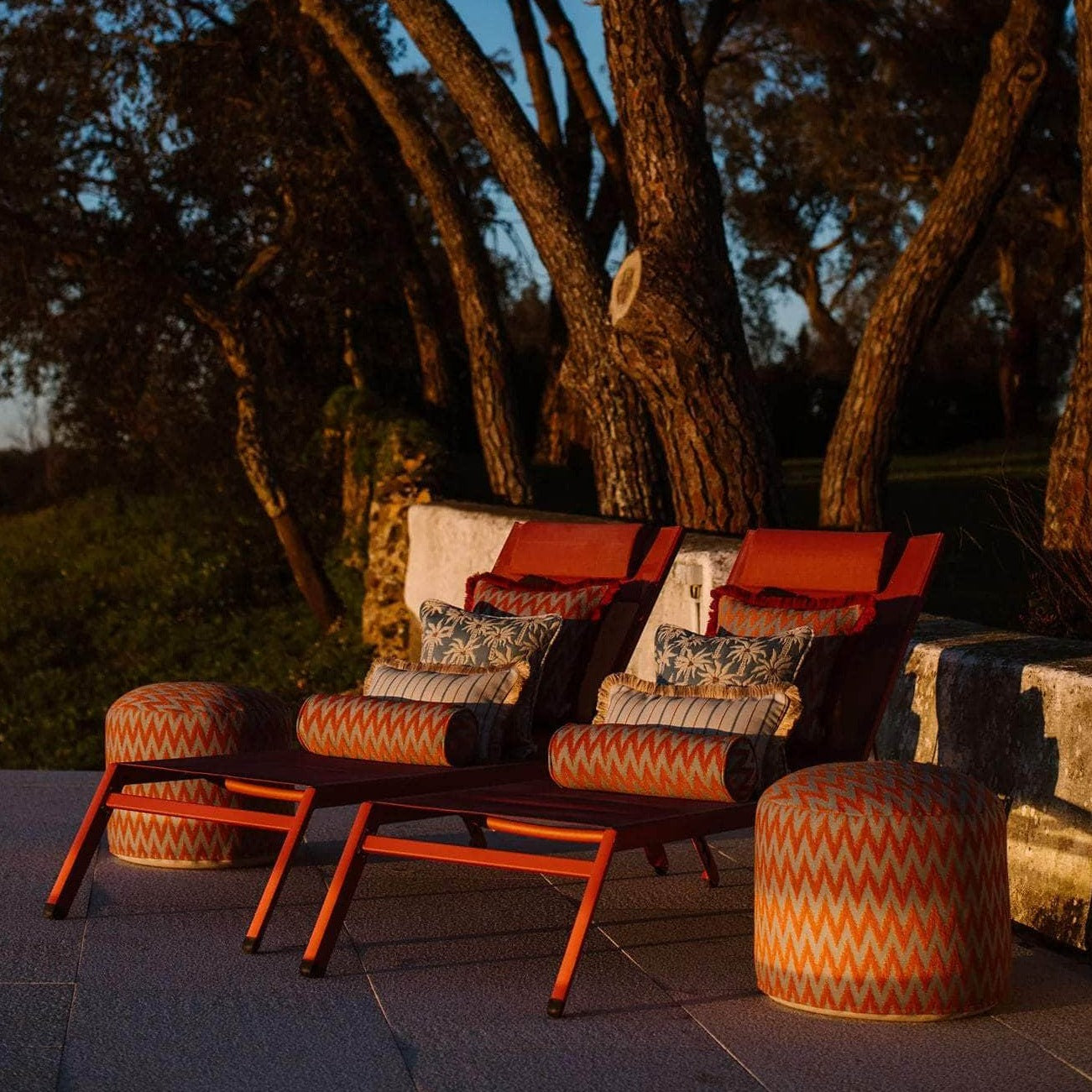 Outdoor Pouf Rosita Ice & Orange