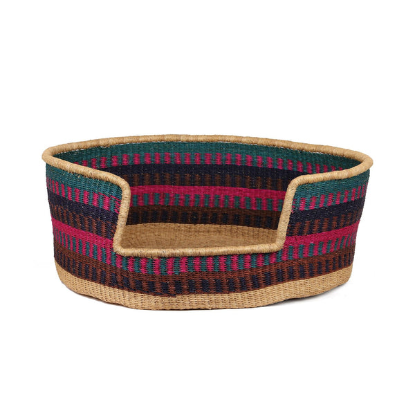 ODWAN: Aqua, Pink and Brown Dog Basket - Large
