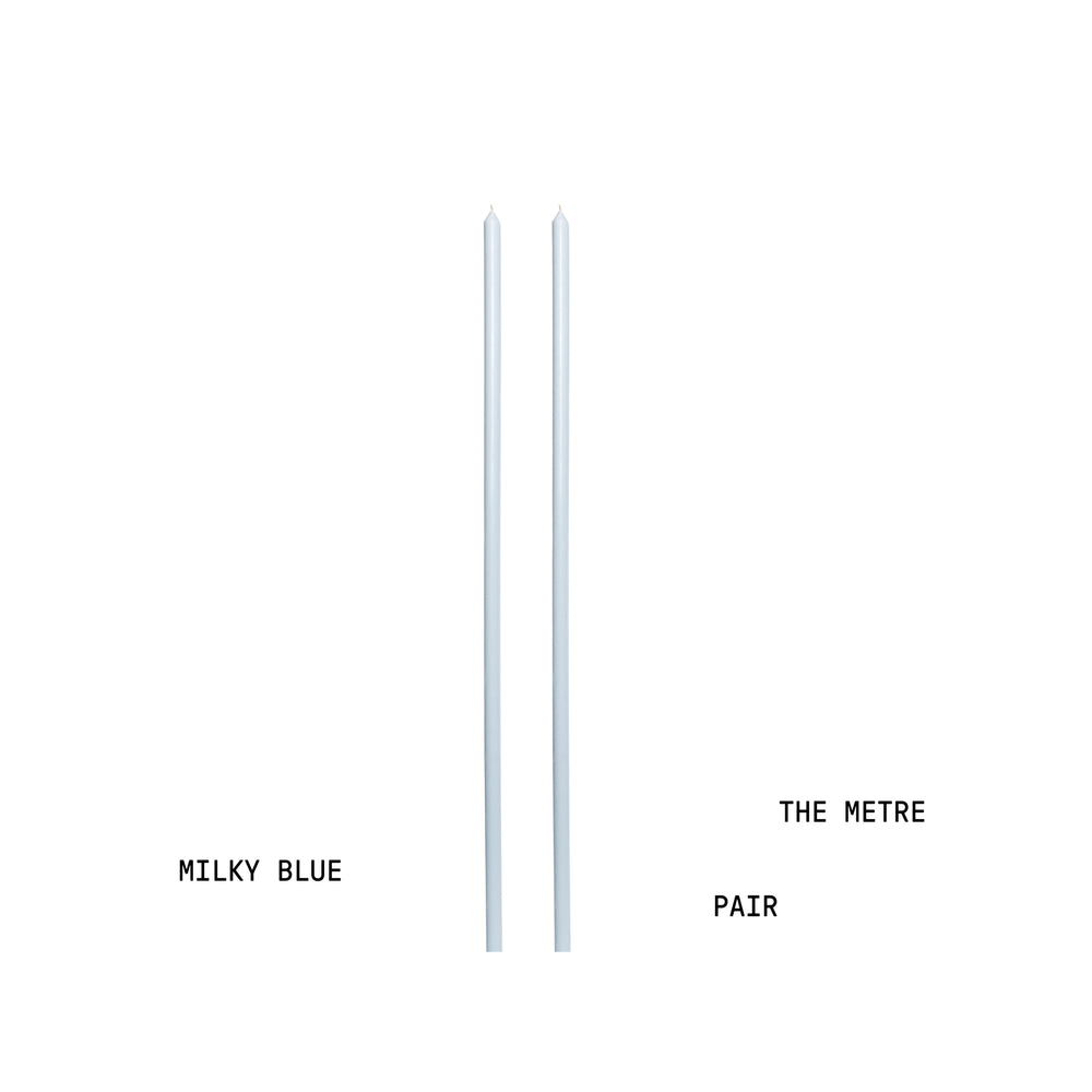 Milky Blue Tapered METRE Candle Pair