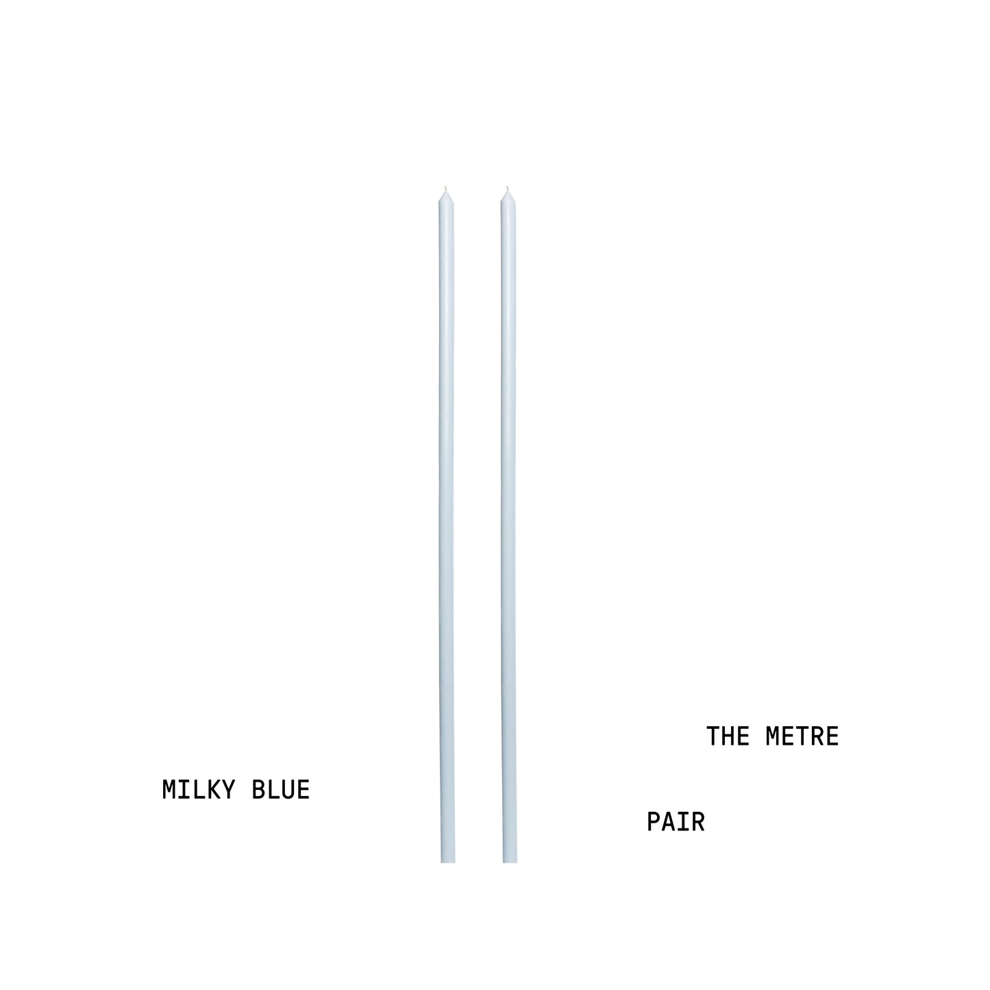 Milky Blue Tapered METRE Candle Pair