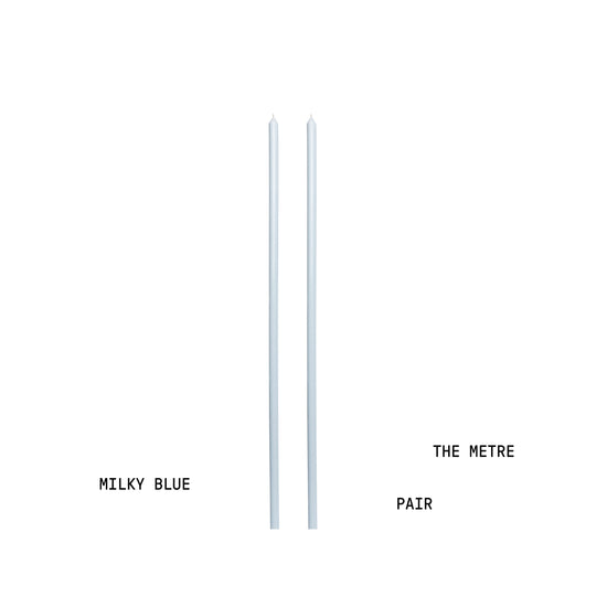 Milky Blue Tapered METRE Candle Pair