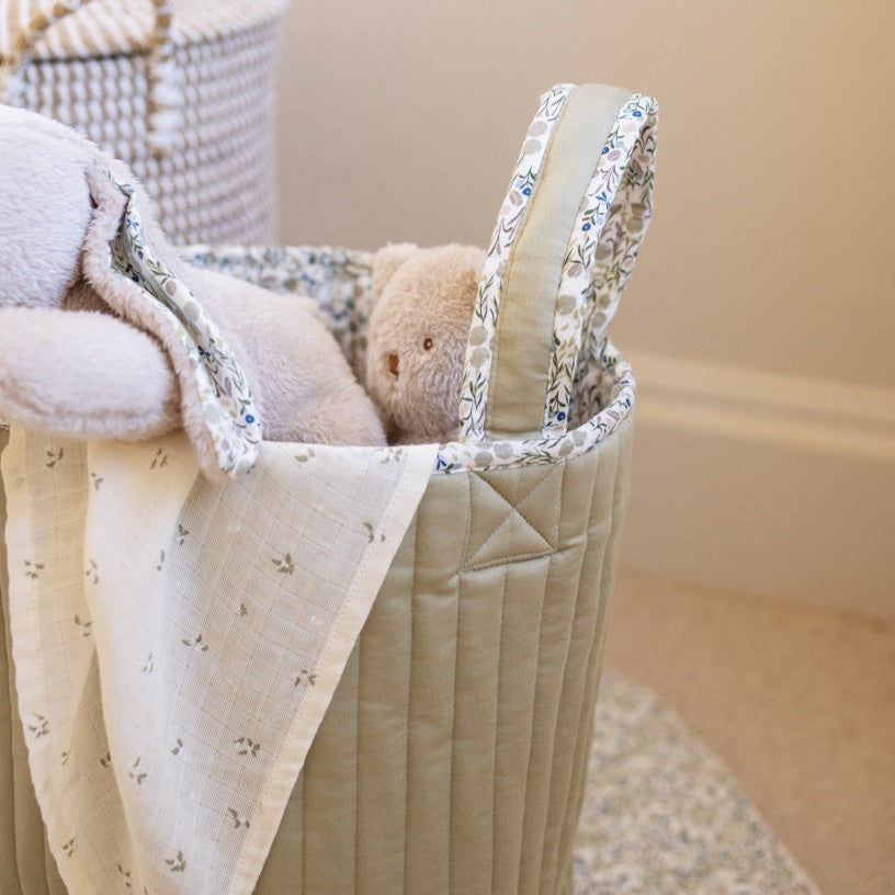 Large Quilted Storage Basket - Riverbank / Willow