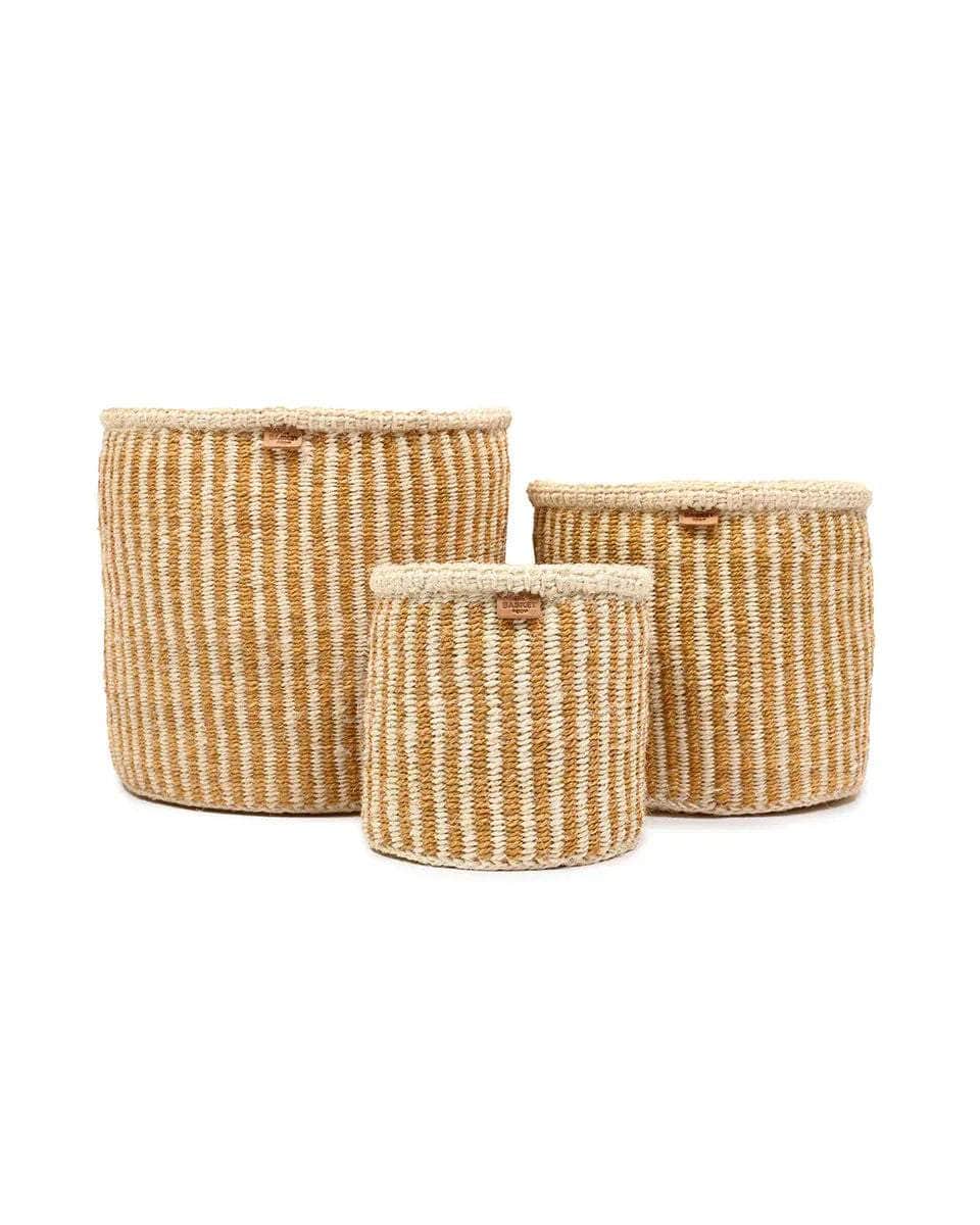 HOTUBA: Gold Pinstripe Woven Storage Basket