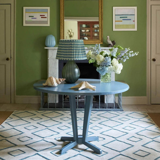 Edo Stripe Pleated Lampshade - Blue and Sage Green